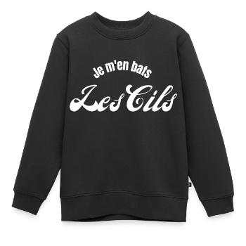Je m'en bats les cils - Sweat Premium enfant bio - noir - Devant - AI Model Kid Female (0cm)