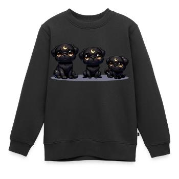 Mondnacht Welpen - Kinder Premium Organic Sweatshirt - Schwarz - Vorne - AI Model Kid Female (0cm)
