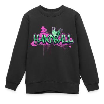 Handball Graffiti Spray Sprayer Handballspieler - Kinder Premium Organic Sweatshirt - Schwarz - Vorne - AI Model Kid Female (0cm)