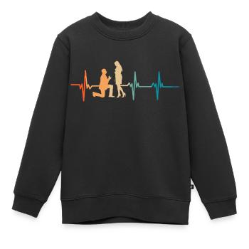 Battement de cœur demande en mariage - Sweat Premium enfant bio - noir - Devant - AI Model Kid Female (0cm)