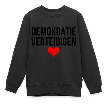 DEMOKRATIE VERTEIDIGEN - Kinder Premium Organic Sweatshirt - Schwarz - Vorne - AI Model Kid Female (0cm)