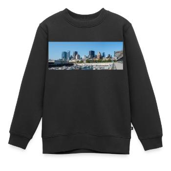 Vue panoramique sur les toits de Montréal depuis le port - Sweat Premium enfant bio - noir - Devant - AI Model Kid Female (0cm)