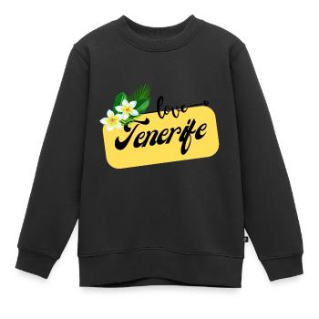 Frangipani de fleurs de Tenerife - Sweat Premium enfant bio - noir - Devant - AI Model Kid Female (0cm)