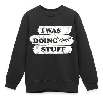 Je faisais des trucs - Hamac vintage - Sweat Premium enfant bio - noir - Devant - AI Model Kid Female (0cm)