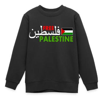 Free palestine فلسطين Palestina - Kinder Premium Organic Sweatshirt - Schwarz - Vorne - AI Model Kid Female (0cm)