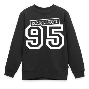 banlieue 95 - Sweat Premium enfant bio - noir - Devant - AI Model Kid Female (0cm)