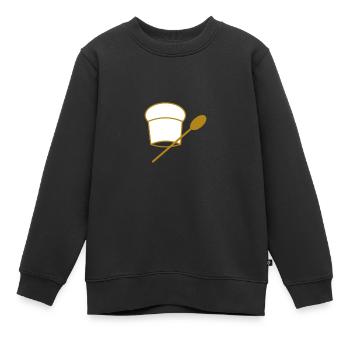 Cuillère en bois - Sweat Premium enfant bio - noir - Devant - AI Model Kid Female (0cm)