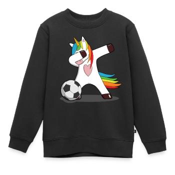 Licorne ballon de football licorne porte magique enfant - Sweat Premium enfant bio - noir - Devant - AI Model Kid Female (0cm)