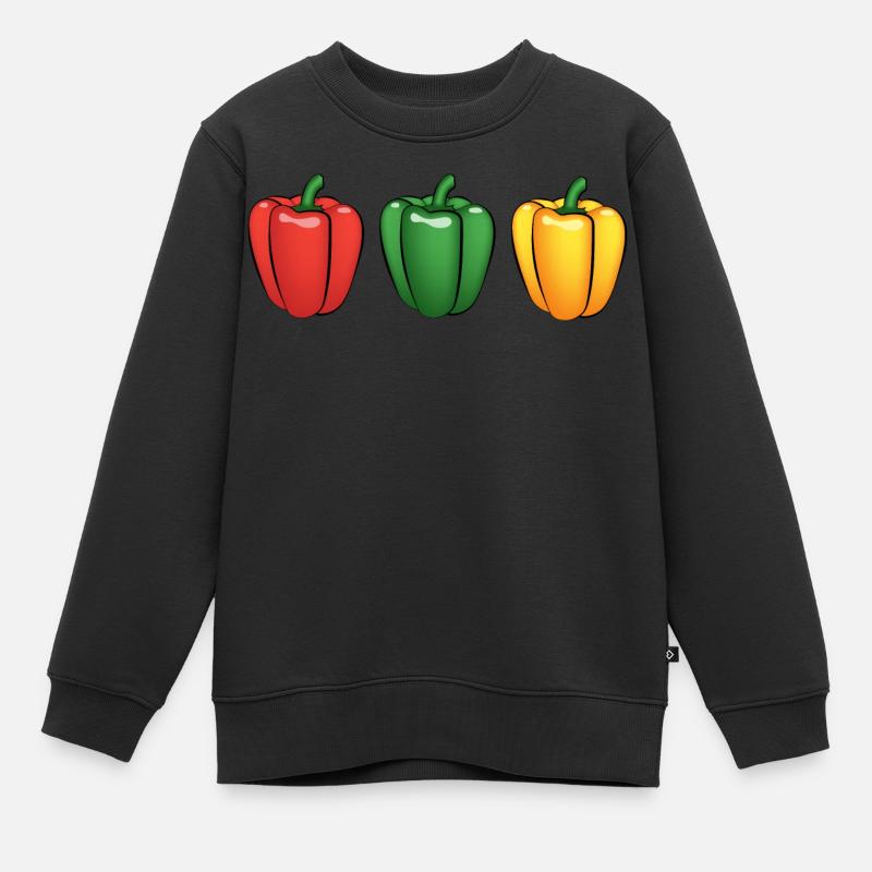 Poivrons rouge vert jaune - Sweat Premium enfant bio - noir