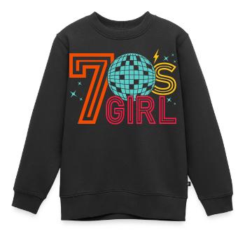 70s Fille 70s Fille Hippie - Sweat Premium enfant bio - noir - Devant - AI Model Kid Female (0cm)