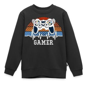 Heartbeat Gamer Spielkonsole - Kinder Premium Organic Sweatshirt - Schwarz - Vorne - AI Model Kid Female (0cm)