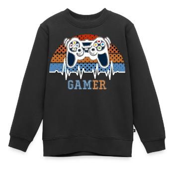 Heartbeat Gamer Spielkonsole - Kinder Premium Organic Sweatshirt - Schwarz - Vorne - AI Model Kid Female (0cm)
