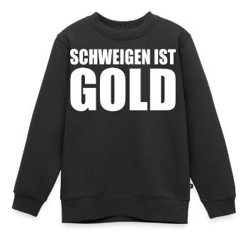 schweigen ist gold - Kinder Premium Organic Sweatshirt - Schwarz - Vorne - AI Model Kid Female (0cm)