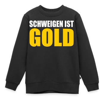 schweigen ist gold - Kinder Premium Organic Sweatshirt - Schwarz - Vorne - AI Model Kid Female (0cm)