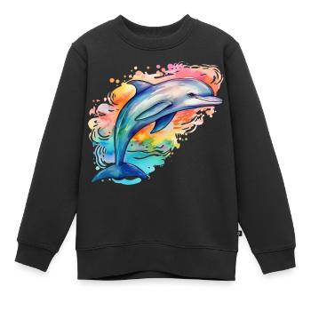 Delphin - Kinder Premium Organic Sweatshirt - Schwarz - Vorne - AI Model Kid Female (0cm)