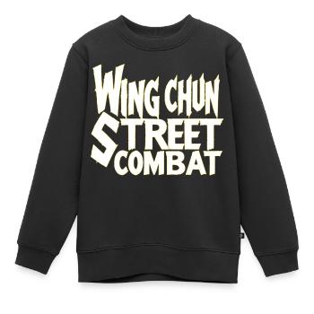Wing Chun street combat shirt tough - Kids Premium Organic Sweatshirt - black - Front - AI Model Kid Female (0cm)
