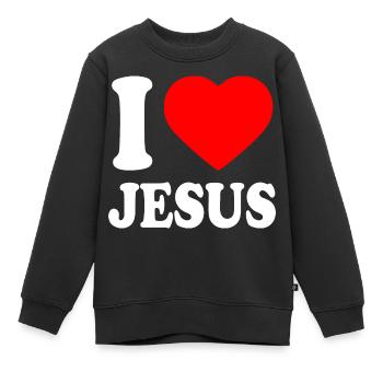 I love jesus - Kinder Premium Organic Sweatshirt - Schwarz - Vorne - AI Model Kid Female (0cm)