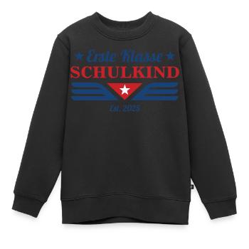 ERSTE KLASSE SCHULKIND 2025 - ERSTER SCHULTAG 2025 - Kinder Premium Organic Sweatshirt - Schwarz - Vorne - AI Model Kid Female (0cm)