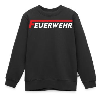 Feuerwehr Flammenlogo Rot Weiß - Kinder Premium Organic Sweatshirt - Schwarz - Vorne - AI Model Kid Female (0cm)