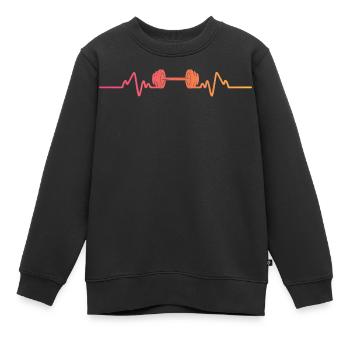 Gym Dumbbell Sunset Heartbeat Krafttraining - Kinder Premium Organic Sweatshirt - Schwarz - Vorne - AI Model Kid Female (0cm)