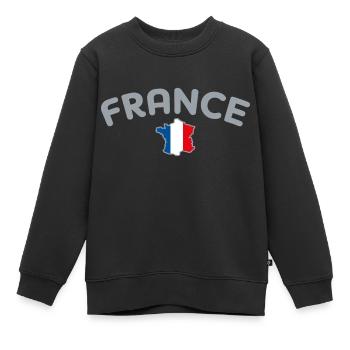 France Carte de France en bleu blanc rouge G - Sweat Premium enfant bio - noir - Devant - AI Model Kid Female (0cm)