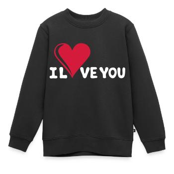 I LOVE YOU - Je t'aime - Saint-Valentin - Sweat Premium enfant bio - noir - Devant - AI Model Kid Female (0cm)