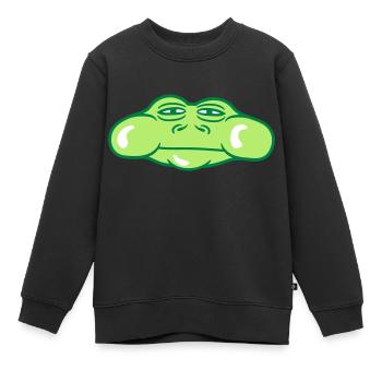 gesicht kopf kroete frosch quak amphibie comic car - Kinder Premium Organic Sweatshirt - Schwarz - Vorne - AI Model Kid Female (0cm)