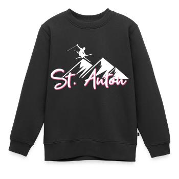 St anton - Sweat Premium enfant bio - noir - Devant - AI Model Kid Female (0cm)