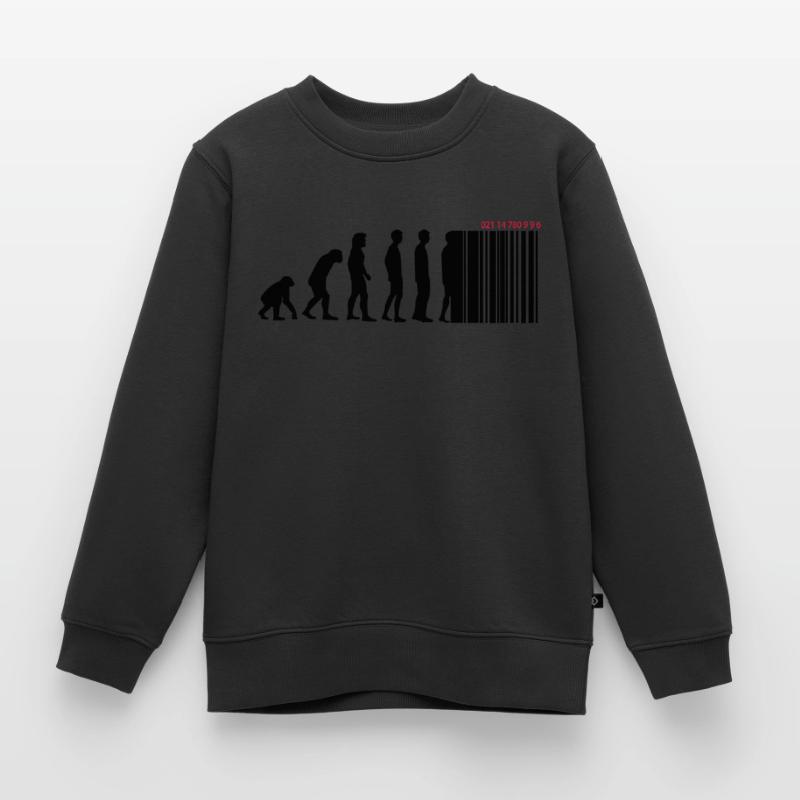 DARWIN - EVOLUTION SOCIETE - CODE BARRE Sweat Premium enfant bio