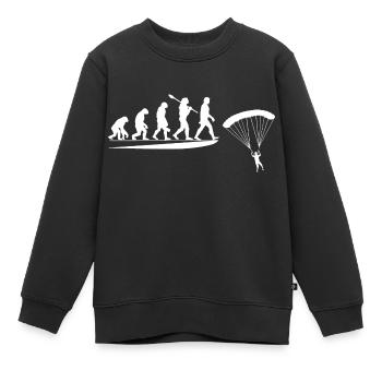 Fallschirm Evolution vom Affen zum Fallschirmspringer - Kinder Premium Organic Sweatshirt - Schwarz - Vorne - AI Model Kid Female (0cm)