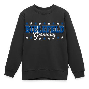 Bielefeld - Kinder Premium Organic Sweatshirt - Schwarz - Vorne - AI Model Kid Female (0cm)