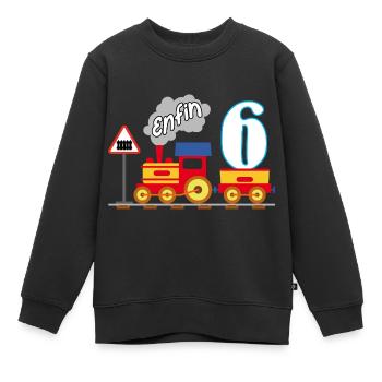 Sixième anniversaire, enfin 6 ans - Sweat Premium enfant bio - noir - Devant - AI Model Kid Female (0cm)