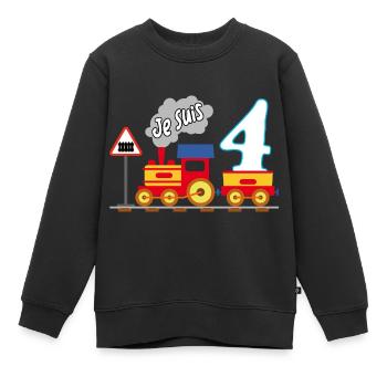 Quatrième anniversaire, enfin 4 ans - Sweat Premium enfant bio - noir - Devant - AI Model Kid Female (0cm)