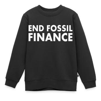 end fossil finance - Kids Premium Organic Sweatshirt - black - Front - AI Model Kid Female (0cm)