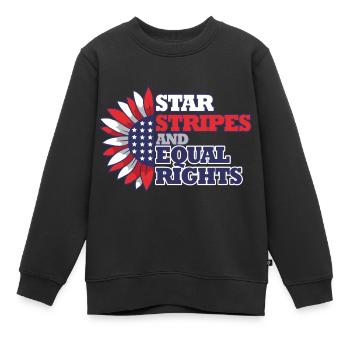 Rayures étoilées et égalité - Sweat Premium enfant bio - noir - Devant - AI Model Kid Female (0cm)