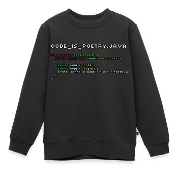 Code is poetry.java - Kids Premium Organic Sweatshirt - black - Front - AI Model Kid Female (0cm)
