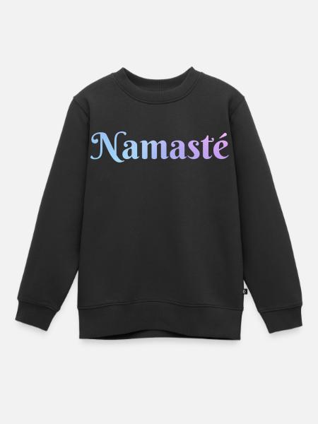 Namaste Schriftzug mit magischem Farbverlauf - Kinder Premium Organic Sweatshirt - Schwarz