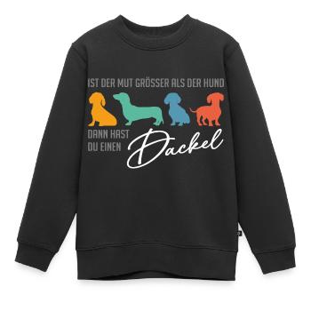 Dackel ist mutig, der Dackel hat ein großes Herz - Kinder Premium Organic Sweatshirt - Schwarz - Vorne - AI Model Kid Female (0cm)