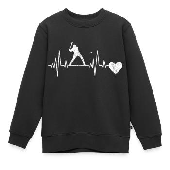 Baseball Baseballer Joueur de baseball Équipe de baseball - Sweat Premium enfant bio - noir - Devant - AI Model Kid Female (0cm)
