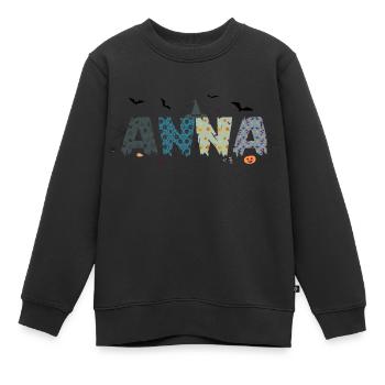 Anna prénom fille, HALLOWEEN - Sweat Premium enfant bio - noir - Devant - AI Model Kid Female (0cm)