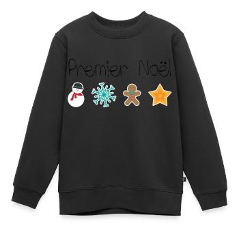 premier noel bébé - Sweat Premium enfant bio - noir - Devant - AI Model Kid Female (0cm)