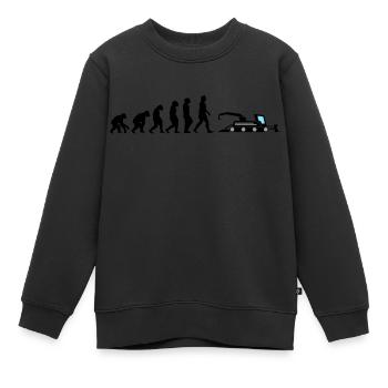 dameuse évolution grue véhicule pente neige - Sweat Premium enfant bio - noir - Devant - AI Model Kid Female (0cm)