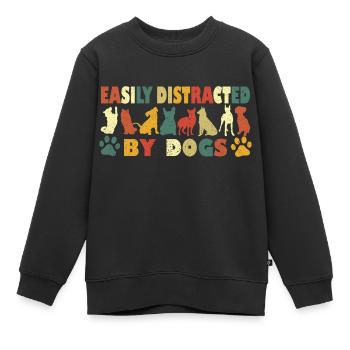 Leicht von Hunden abgelenkt - Kinder Premium Organic Sweatshirt - Schwarz - Vorne - AI Model Kid Female (0cm)