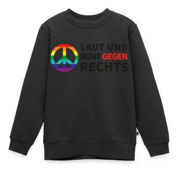 Laut und bunt gegen rechts - Kinder Premium Organic Sweatshirt - Schwarz - Vorne - AI Model Kid Female (0cm)