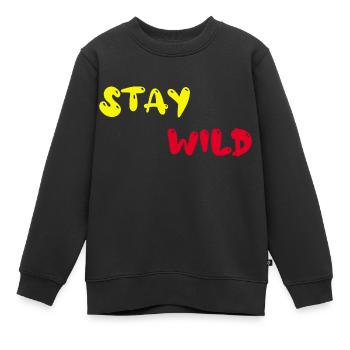 Restez sauvage - Sweat Premium enfant bio - noir - Devant - AI Model Kid Female (0cm)