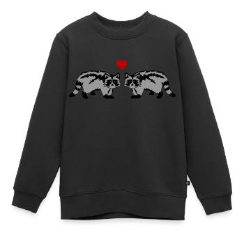 waschbären verliebt - Kinder Premium Organic Sweatshirt - Schwarz - Vorne - AI Model Kid Female (0cm)