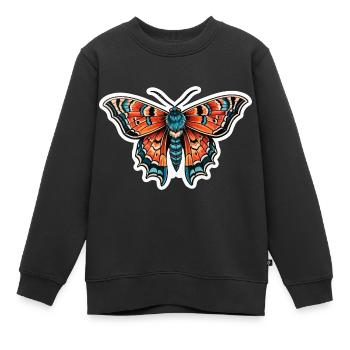 Papillon de nuit Néo Traditionnel - Sweat Premium enfant bio - noir - Devant - AI Model Kid Female (0cm)