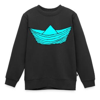 Bateau en papier - Sweat Premium enfant bio - noir - Devant - AI Model Kid Female (0cm)