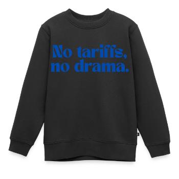 Keine Zölle, kein Drama. - Kinder Premium Organic Sweatshirt - Schwarz - Vorne - AI Model Kid Female (0cm)
