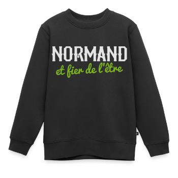France Normandie Normand et fier de l'être - Sweat Premium enfant bio - noir - Devant - AI Model Kid Female (0cm)